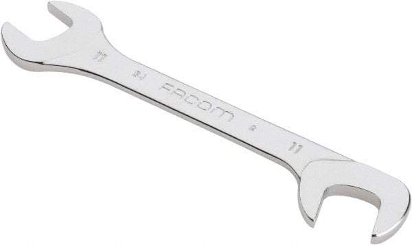 Facom - 11mm Stubby Extra Thin Open End Wrench - 3-15/16" OAL, Double End, Satin Finish, 15° & 75° Head Angle - Benchmark Tooling