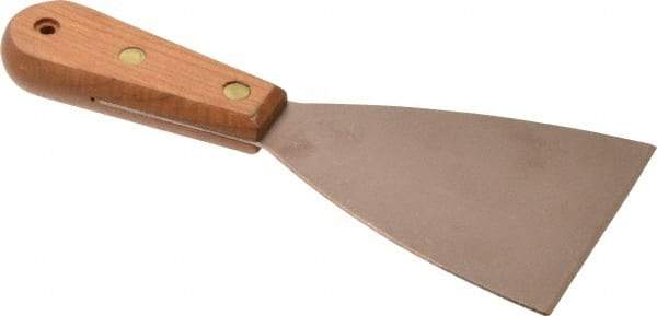 Ampco - 3-1/2" Wide Nickel Copper Putty Knife - Stiff, Wood Handle, 8-1/2" OAL - Benchmark Tooling