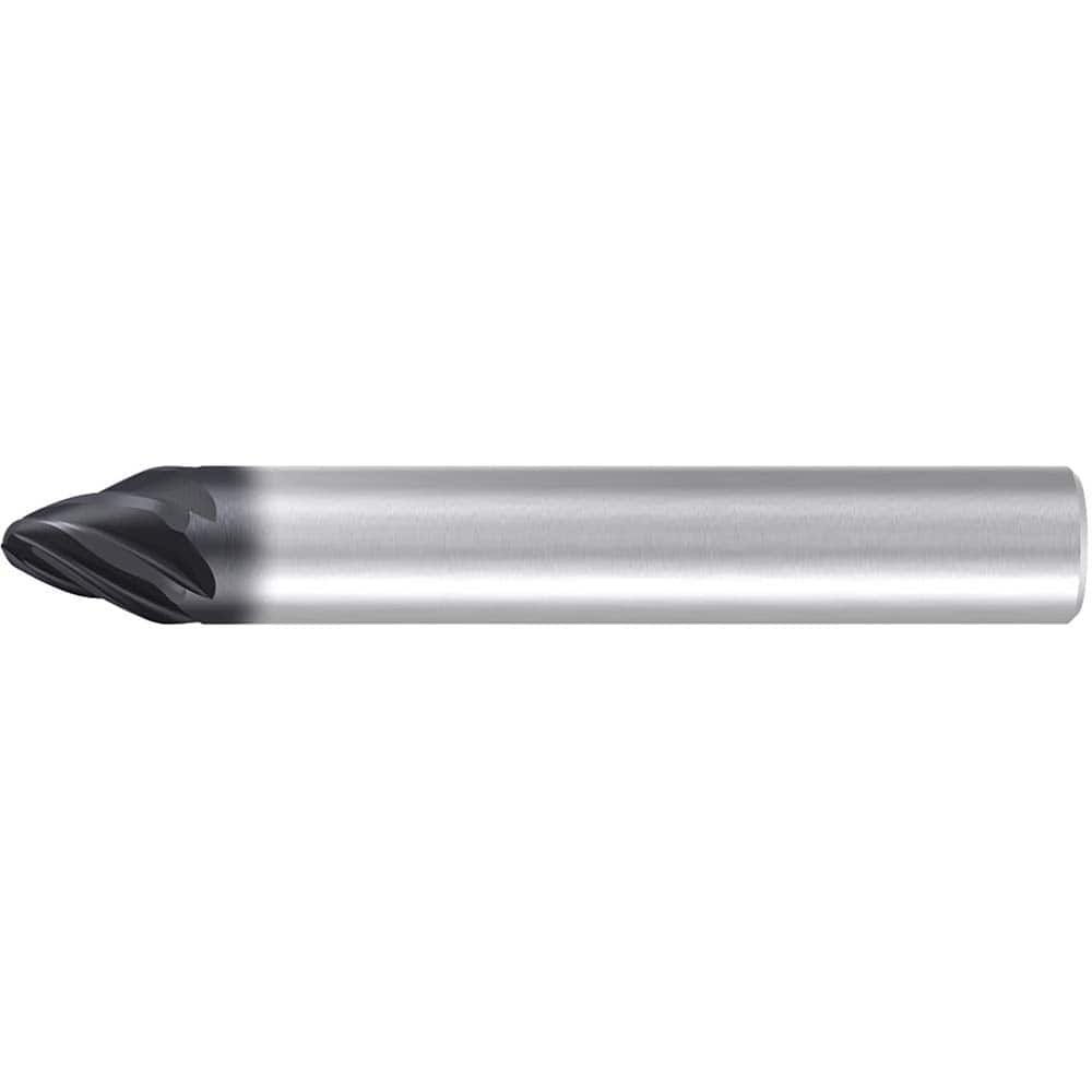 Emuge - Barrel Cutter End Mills; End Type: Circle Segment Taper-Form A ; Material: Solid Carbide ; Taper Angle Per Side: 42.50 ; Small End Diameter (mm): 2.00 ; Shank Diameter (mm): 12.0000 ; Length of Cut (mm): 8.0000 - Exact Industrial Supply