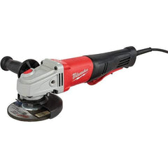 Milwaukee Tool - 5" Wheel Diam, 12,000 RPM, Corded Angle & Disc Grinder - 5/8-11 Spindle, 120 Volts, 11 Amps, Front Exhaust - Benchmark Tooling