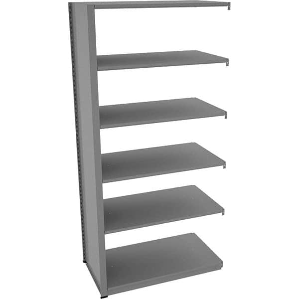 Tennsco - 6 Shelf Add-On Open Steel Shelving - 42" Wide x 88" High x 24" Deep, Medium Gray - Benchmark Tooling