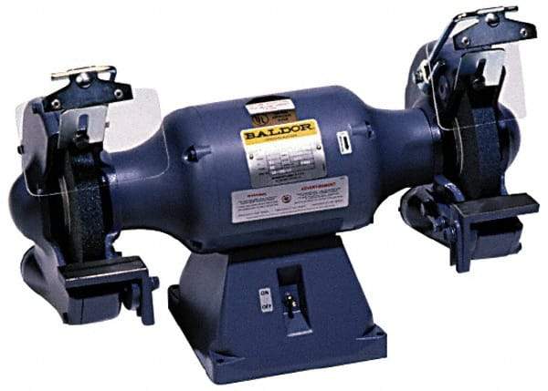 Baldor - 8" Wheel Diam x 1" Wheel Width, 3/4 hp Grinder - 3/4" Arbor Hole Diam, 3 Phase, 3,600 Max RPM, 208/230/460 Volts - Benchmark Tooling