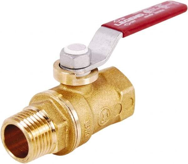 Legend Valve - 1" Pipe, Standard Port, Brass Standard Ball Valve - 2 Piece, MNPT x FNPT Ends, Tee Handle, 400 WOG, 125 WSP - Benchmark Tooling