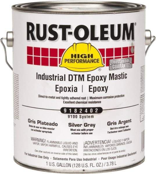 Rust-Oleum - 1 Gal Gloss Silver Gray Epoxy Mastic - 100 to 225 Sq Ft/Gal Coverage, <340 g/L VOC Content, Direct to Metal - Benchmark Tooling