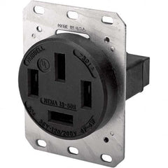 Hubbell Wiring Device-Kellems - 120/208 VAC 60A NEMA 18-60R Industrial Grade Black Straight Blade Single Receptacle - Benchmark Tooling