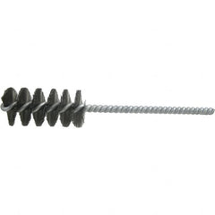 Brush Research Mfg. - 1" Diam Helical Steel Tube Brush - Single Spiral, 0.01" Filament Diam, 2" Brush Length, 6" OAL, 0.22" Diam Galvanized Steel Shank - Benchmark Tooling