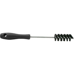 Brush Research Mfg. - 0.4" Diam Helical Nylon Tube Brush - Single Spiral, 0.005" Filament Diam, 2-1/2" Brush Length, 10-1/2" OAL, 0.168" Diam Plastic Handle Shank - Benchmark Tooling