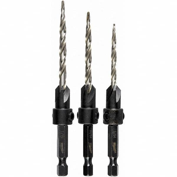 Milwaukee Tool - Countersink Sets Countersink Type: Single Flute Minimum Head Diameter (Inch): 1/8 - Benchmark Tooling