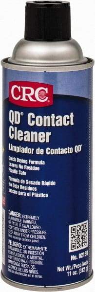 CRC - 11 Ounce Aerosol Contact Cleaner - 0°F Flash Point, 22,600 Volt Dielectric Strength, Flammable, Food Grade, Plastic Safe - Benchmark Tooling