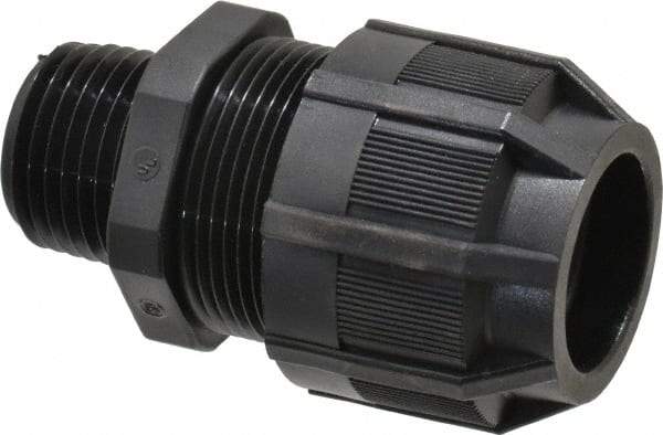 Thomas & Betts - 1/2 to 3/4" Cable Capacity, Liquidtight, Straight Strain Relief Cord Grip - 1/2 NPT Thread, 2-5/32" Long, Nylon - Benchmark Tooling