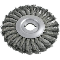 Brush Research Mfg. - 8" OD, 1/2 & 5/8" Arbor Hole, Knotted Carbon Wheel Brush - 3/4" Face Width, 1-11/16" Trim Length, 6,000 RPM - Benchmark Tooling