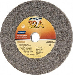 Norton - 60 Grit Aluminum Oxide Type 1 Internal Grinding Wheel - 4" Diam x 1/2" Hole x 1/4" Thick, 8,120 Max RPM, Type 1 Medium Grade, K Hardness, Vitrified Bond - Benchmark Tooling