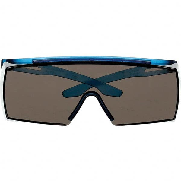 Safety Glass: Scratch-Resistant, Polycarbonate, Gray Lenses, Frameless, UV Protection Blue Frame, Adjustable