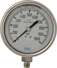 Wika - 4" Dial, 1/4 Thread, 0-1,000 Scale Range, Pressure Gauge - Lower Connection Mount, Accurate to 1% of Scale - Benchmark Tooling