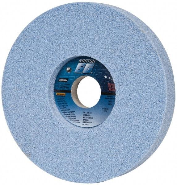 Norton - 7" Diam x 1-1/4" Hole x 1" Thick, I Hardness, 46 Grit Surface Grinding Wheel - Ceramic, Type 5, Coarse Grade, 3,600 Max RPM, Vitrified Bond, One-Side Recess - Benchmark Tooling