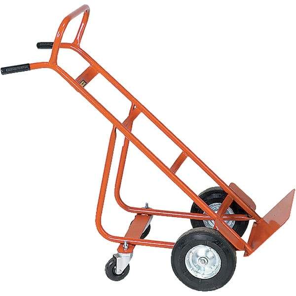 Wesco Industrial Products - 800 Lb Capacity 48" OAH Hand Truck - 8 x 14" Base Plate, Dual Handle, Steel, Semi-Pneumatic Wheels - Benchmark Tooling