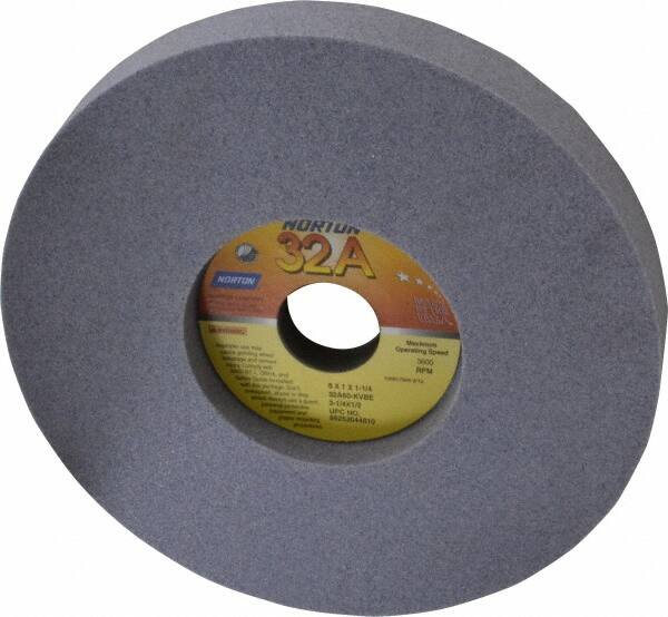 Norton - 8" Diam x 1-1/4" Hole x 1" Thick, K Hardness, 60 Grit Surface Grinding Wheel - Aluminum Oxide, Type 5, Medium Grade, 3,600 Max RPM, Vitrified Bond, One-Side Recess - Benchmark Tooling