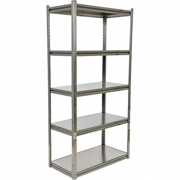 Vestil - 5 Shelf Steel Shelving - 600 Lb Capacity, 18" Wide x 72" High x 36" Deep, Gray - Benchmark Tooling