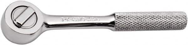 SK - 1/4" Drive Round Head Ratchet - Full Polish Chrome Finish, 4-1/2" OAL, 60 Gear Teeth, Full Polished Knurled Handle, Reversible Head - Benchmark Tooling