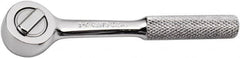 SK - 1/4" Drive Round Head Ratchet - Full Polish Chrome Finish, 4-1/2" OAL, 60 Gear Teeth, Full Polished Knurled Handle, Reversible Head - Benchmark Tooling