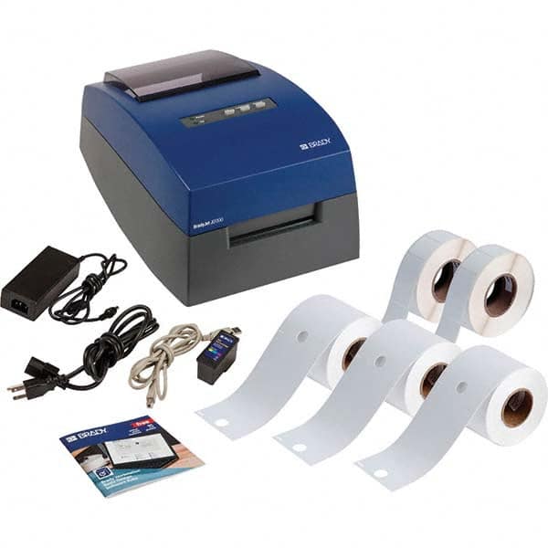 Brady - Electronic Label Makers Type: Desktop Label Printer Accessories: J20-CMY Ink Cartridge; J20-ROLL Material Roll for Printhead Alignment; Power Cord; Printer; Quick Start Guide; USB Cable; USB with Drivers and Manuals - Benchmark Tooling