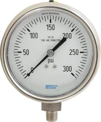 Wika - 4" Dial, 1/4 Thread, 0-300 Scale Range, Pressure Gauge - Lower Connection Mount, Accurate to 1% of Scale - Benchmark Tooling