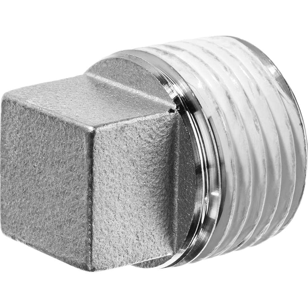 USA Sealing - Stainless Steel Pipe Fittings; Type: Square Head Plug ; Fitting Size: 3/4 ; End Connections: MBSPT w/Thread Sealant ; Material Grade: 304 ; Pressure Rating (psi): 150 - Exact Industrial Supply