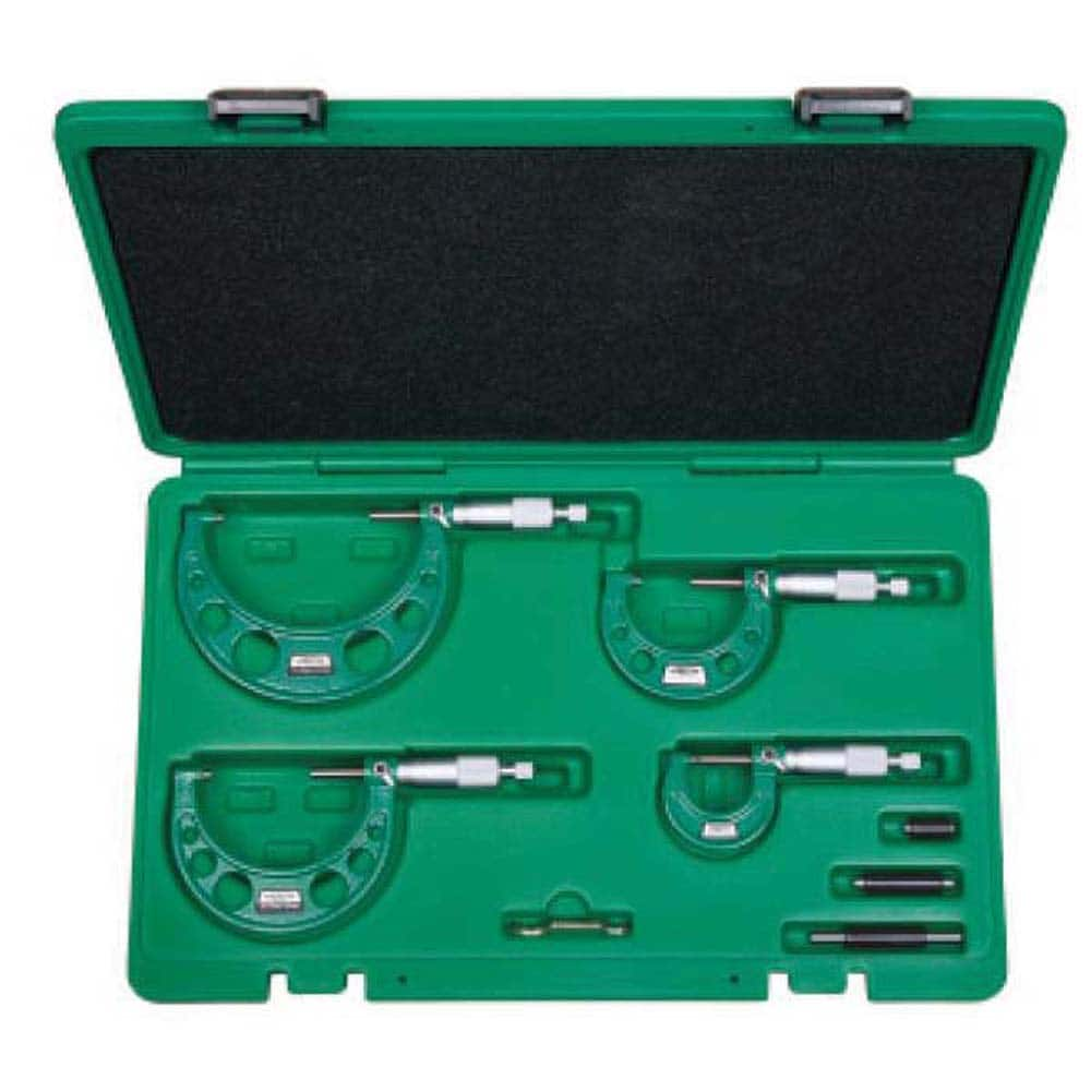 Insize USA LLC - 6 to 12", 0.0001" Graduation, Mechanical Outside Micrometer Set - Exact Industrial Supply