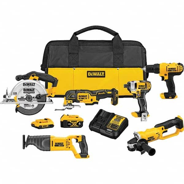 DeWALT - Cordless Tool Combination Kits Voltage: 20 Tools: 1/2" Drill/Driver; Reciprocating Saw; 6-1/2" Circular Saw; Oscillating Multi-Tool - Benchmark Tooling