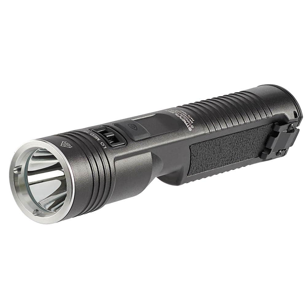 Handheld Flashlight: LED, 24 hr Max Run Time 4 Light Modes, Aluminum, Black