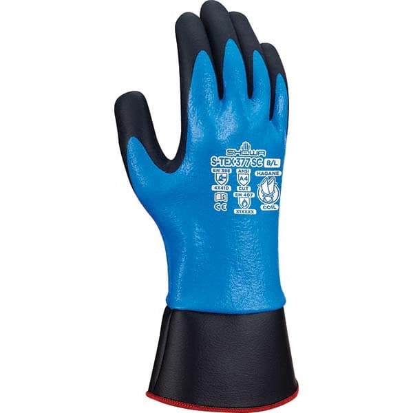 SHOWA - Size M (7), ANSI Cut Lvl A4, Puncture Lvl 3, Abrasion Lvl 4, Foam Nitrile Coated Cut & Puncture Resistant Gloves - Benchmark Tooling