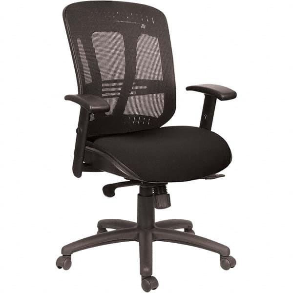 Task Chair: Mesh, Adjustable Height, 18-1/8 to 22″ Seat Height, Black Adjustable Arms