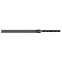 Miniature End Mills - Long Flute - 0.0150″ (1/64″) Cutter Diameter × 0.0030″ Radius × 0.0780″ (5/64″) Length of Cut Carbide Corner Radius End Mill, 4 Flutes, AlTiN Coated