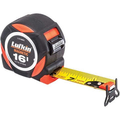 Lufkin - 16' x 1-3/16" Yellow Steel Blade Tape Measure - 1/16" Graduation, Inch Graduation Style, Black ABS Plastic Case - Benchmark Tooling