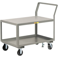 Little Giant - 3,600 Lb Capacity, 24" Wide x 36" Long x 42" High Utility Cart - 2 Shelf, Steel, 2 Rigid/2 Swivel Casters - Benchmark Tooling