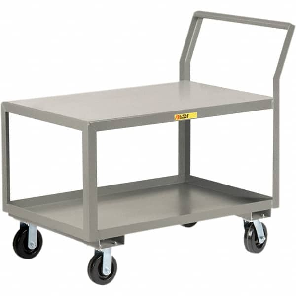 Little Giant - 3,600 Lb Capacity, 24" Wide x 36" Long x 42" High Utility Cart - 2 Shelf, Steel, 2 Rigid/2 Swivel Casters - Benchmark Tooling