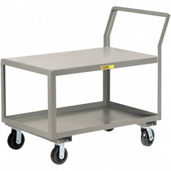 Little Giant - 3,600 Lb Capacity, 30" Wide x 48" Long x 42" High Utility Cart - 2 Shelf, Steel, 2 Rigid/2 Swivel Casters - Benchmark Tooling