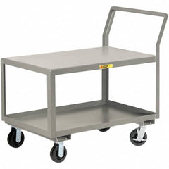 Little Giant - 3,600 Lb Capacity, 24" Wide x 48" Long x 42" High Utility Cart - 2 Shelf, Steel, 2 Rigid/2 Swivel Casters - Benchmark Tooling