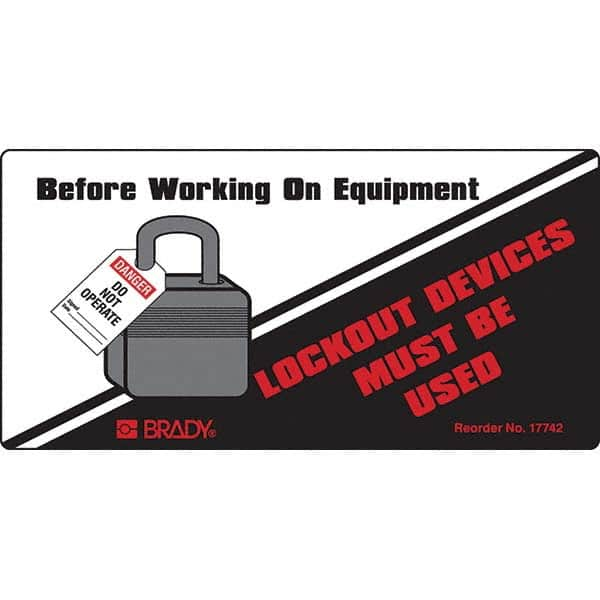 Accident Prevention Label: Rectangle, 2″ High Permanent Adhesive, Vinyl, Uncoated