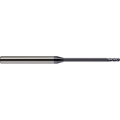 Ball End Mill: 0.093″ Dia, 0.279″ LOC, 4 Flute, Solid Carbide 2-1/2″ OAL, 1/8″ Shank Dia, 30 ° Helix, AlTiN Coated, Single End