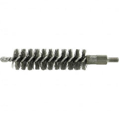 Brush Research Mfg. - 1/2" Diam Helical Stainless Steel Tube Brush - Single Spiral, 0.004" Filament Diam, 2" Brush Length, 2-9/16" OAL, 0.14" Diam Galvanized Steel Shank - Benchmark Tooling