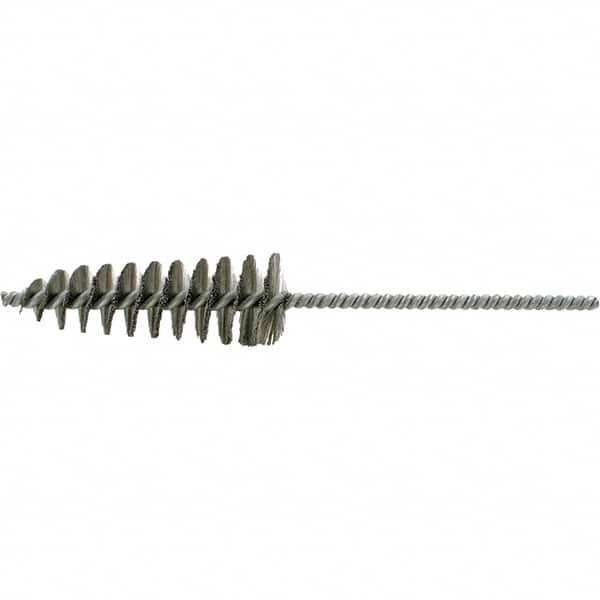 Brush Research Mfg. - 1-5/8" Diam Helical Stainless Steel Tube Brush - Single Spiral, 0.006" Filament Diam, 4-1/2" Brush Length, 10" OAL, 0.292" Diam Galvanized Steel Shank - Benchmark Tooling