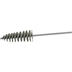 Brush Research Mfg. - 1-3/4" Diam Helical Steel Tube Brush - Single Spiral, 0.012" Filament Diam, 4-1/4" Brush Length, 10" OAL, 0.292" Diam Galvanized Steel Shank - Benchmark Tooling