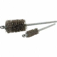 Brush Research Mfg. - 1" Diam Helical Nylon Tube Brush - Double Spiral, 0.022" Filament Diam, 2" Brush Length, 9" OAL, 0.19" Diam Galvanized Steel Shank - Benchmark Tooling