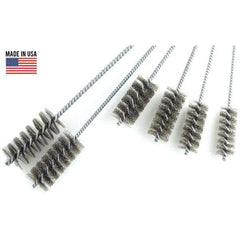 Brush Research Mfg. - 3" Diam Helical Stainless Steel Tube Brush - Single Spiral, 0.012" Filament Diam, 0.012" Brush Length, 18" OAL, 0.292" Diam Galvanized Steel Shank - Benchmark Tooling