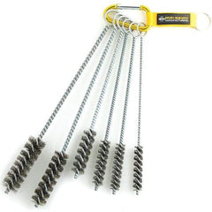 Brush Research Mfg. - 1" Diam Helical Stainless Steel Tube Brush - Single Spiral, 0.01" Filament Diam, 0.01" Brush Length, 12" OAL, 0.245" Diam Galvanized Steel Shank - Benchmark Tooling
