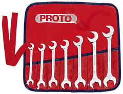 Proto - 7 Piece, 3/8" to 7/8", Open End Wrench Set - Inch Measurement Standard, Full Polish Finish, Comes in Nylon Roll - Benchmark Tooling