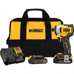 DeWALT - 20 Volt, 1/4" Drive, 116 Ft/Lb Torque, Cordless Impact Driver - Mid-Handle, 3000 RPM, 2 Lithium-Ion Batteries Included - Benchmark Tooling