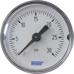 Wika - 1-1/2" Dial, 1/8 Thread, 0-30 Scale Range, Pressure Gauge - Center Back Connection Mount, Accurate to 3-2-3% of Scale - Benchmark Tooling