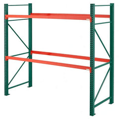 Steel King - 2 Shelf Starter Box Formed Closed Steel Shelving - 27,790 Lb Capacity, 120" Wide x 96" High x 48" Deep, Green/Orange - Benchmark Tooling